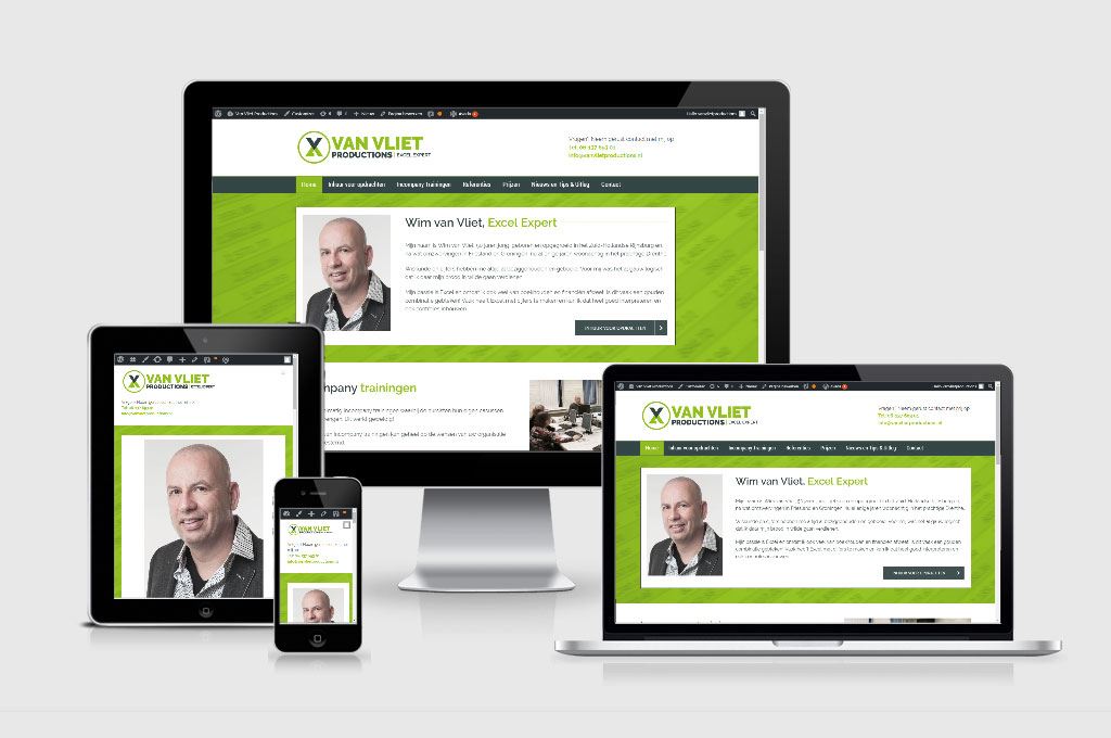 Wordpress website voor Van Vliet Productions, Exel specialist