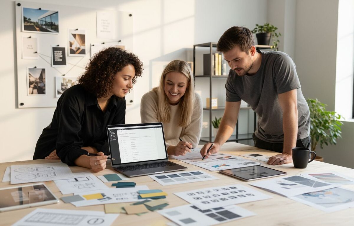 Checklist voor grafisch ontwerp wordt doorgenomen op kantoor