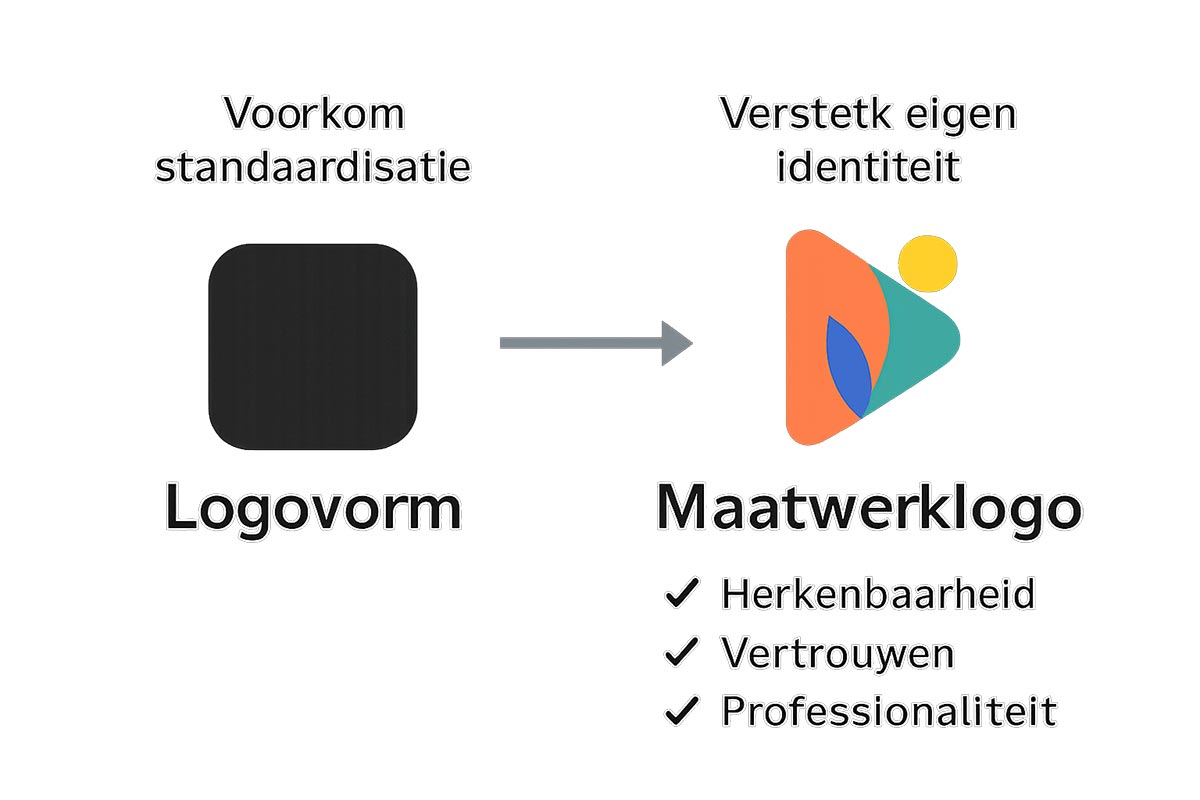 Vergelijking maatwerk logo versus standaard logo infographic