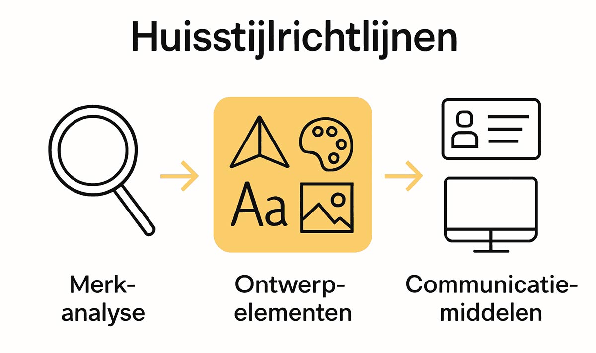 Infographic met stappen voor huisstijlontwikkelingsproces